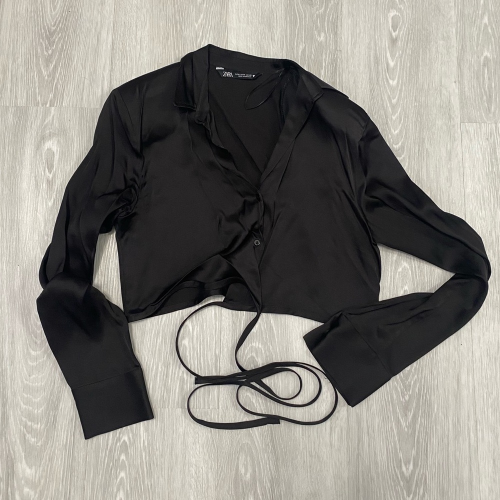 satin cropped zara top